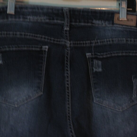 L & B Jeans Size 18 Pluis Distressed Ripped Skinny Thick Overstitching Exc - Picture 6 of 8